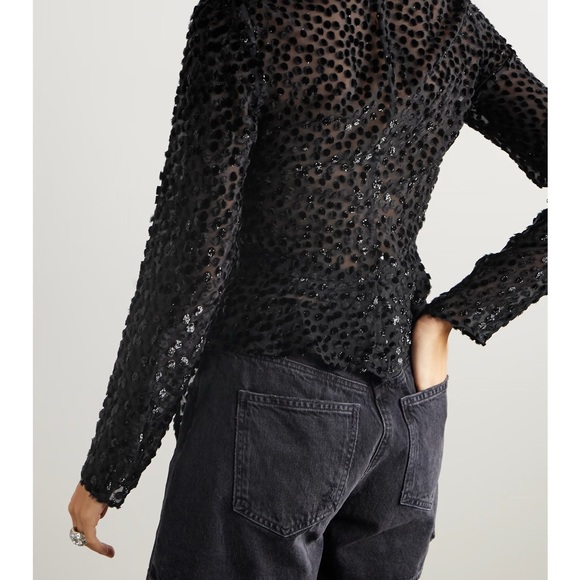 ISABEL MARANT SZ 40 | US 8
Ulietta metallic devoré-velvet blouse black NWT - Picture 3 of 9